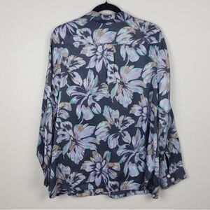 Tommy Bahama Silk Cotton Blend Floral Print Button Down Shirt Women Size XL